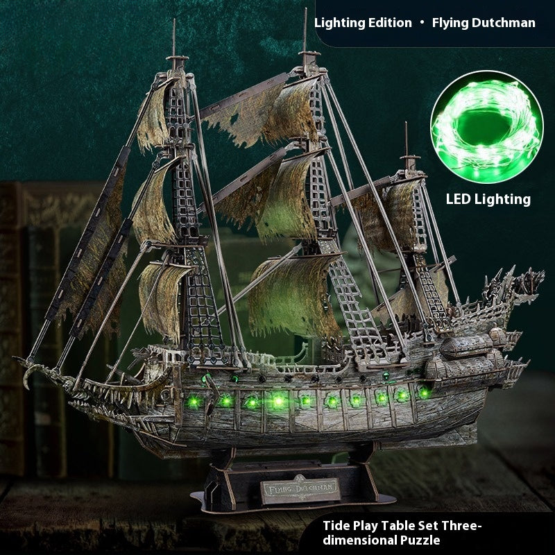 The Flying Dutchman pirate ship 3D three-dimensional puzzle ornaments model assembled DIY children's toys holiday gifts