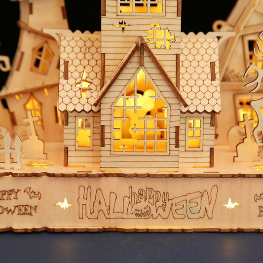 DIY halloween house wooden 3d puzzle puzzle puzzle puzzle toys creative crafts ornaments holiday gift