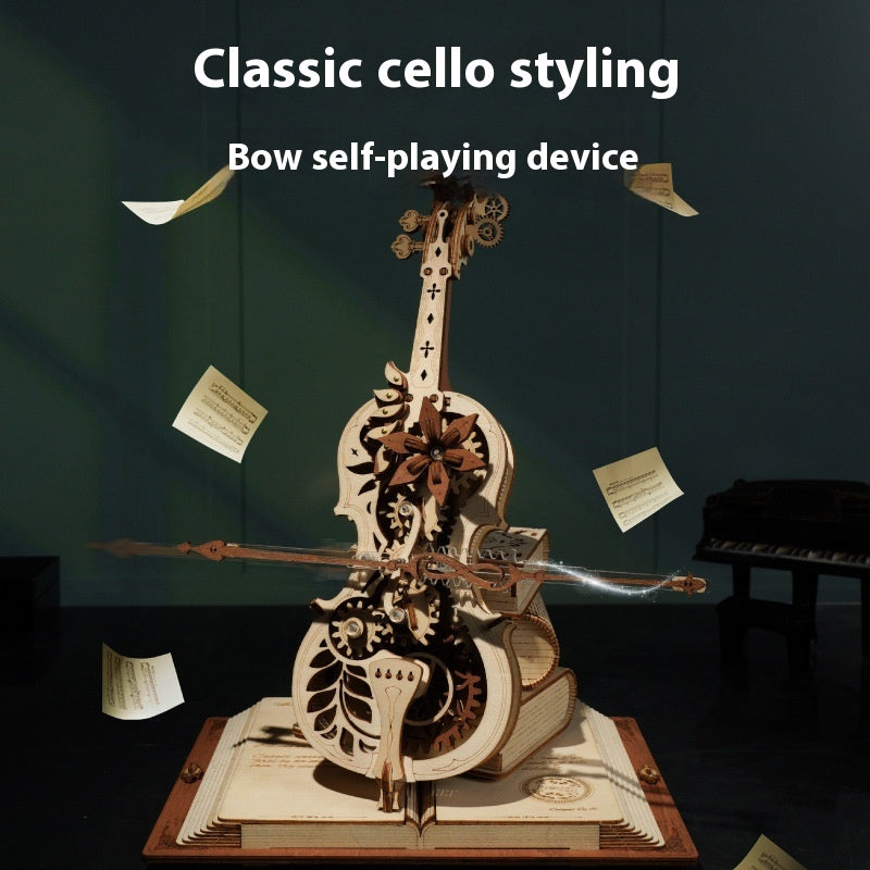 Cello decompression music box octave box diy handmade three-dimensional building blocks puzzle 3D children's toys holiday gift