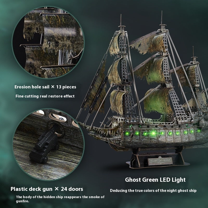 The Flying Dutchman pirate ship 3D three-dimensional puzzle ornaments model assembled DIY children's toys holiday gifts