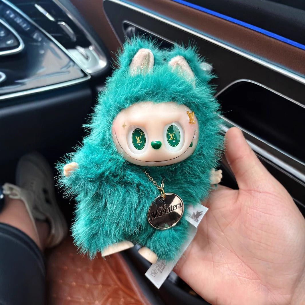 LV Limited Edition Customized Labubu Little Leader Green Keychain Vinyl Plush Doll by Pop Mart