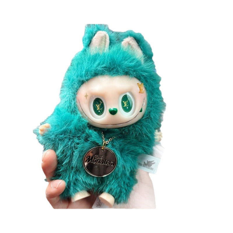 LV Limited Edition Customized Labubu Little Leader Green Keychain Vinyl Plush Doll by Pop Mart