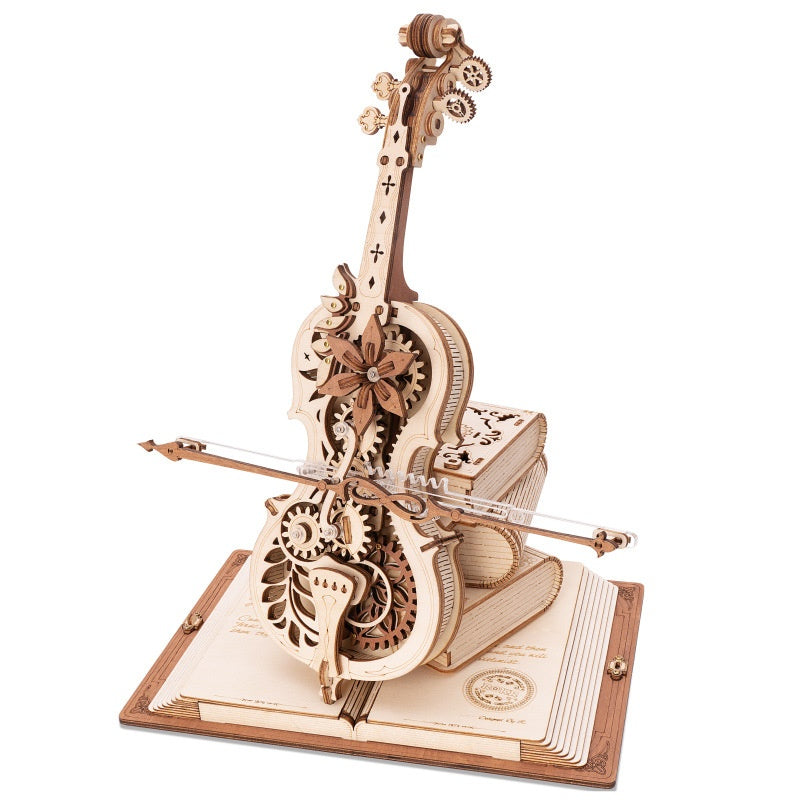Cello decompression music box octave box diy handmade three-dimensional building blocks puzzle 3D children's toys holiday gift