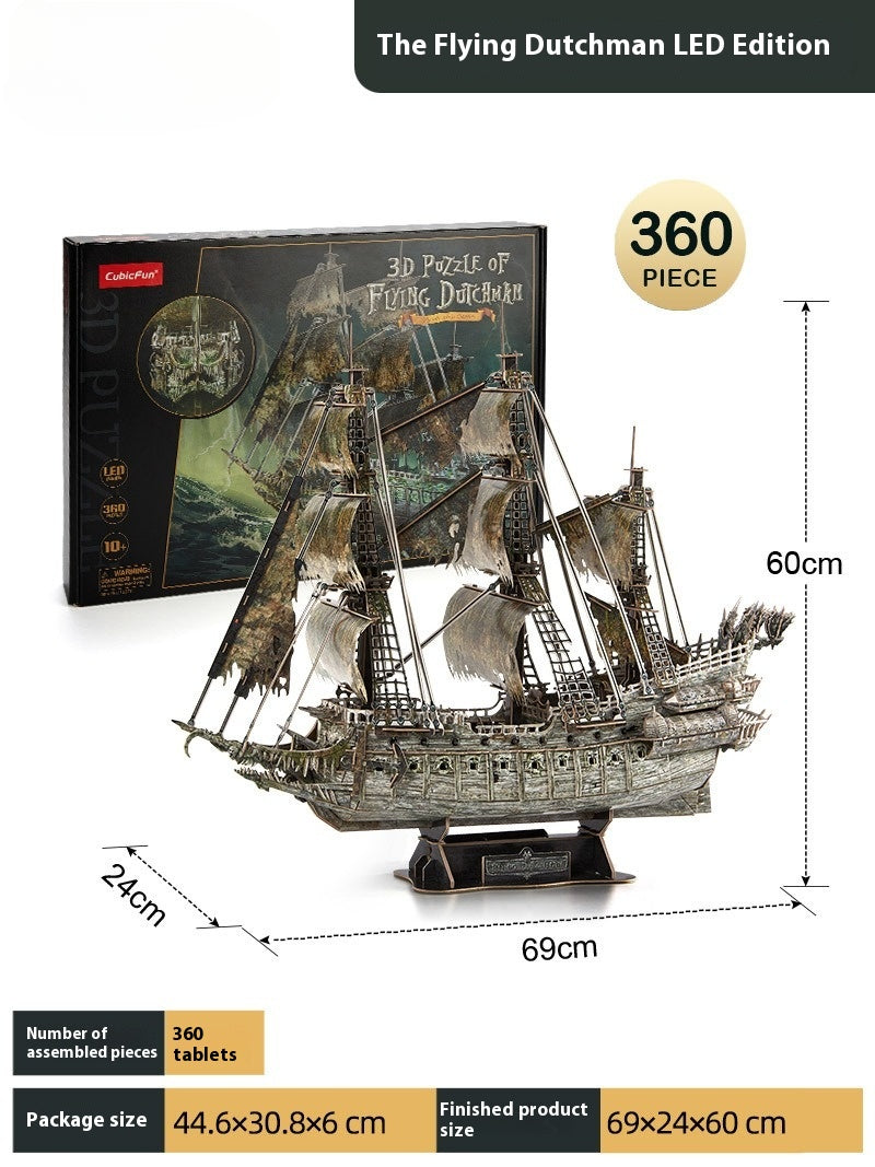 The Flying Dutchman pirate ship 3D three-dimensional puzzle ornaments model assembled DIY children's toys holiday gifts