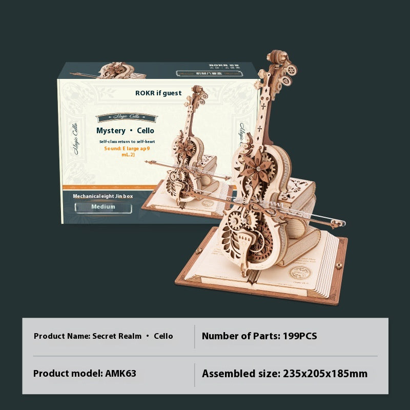 Cello decompression music box octave box diy handmade three-dimensional building blocks puzzle 3D children's toys holiday gift