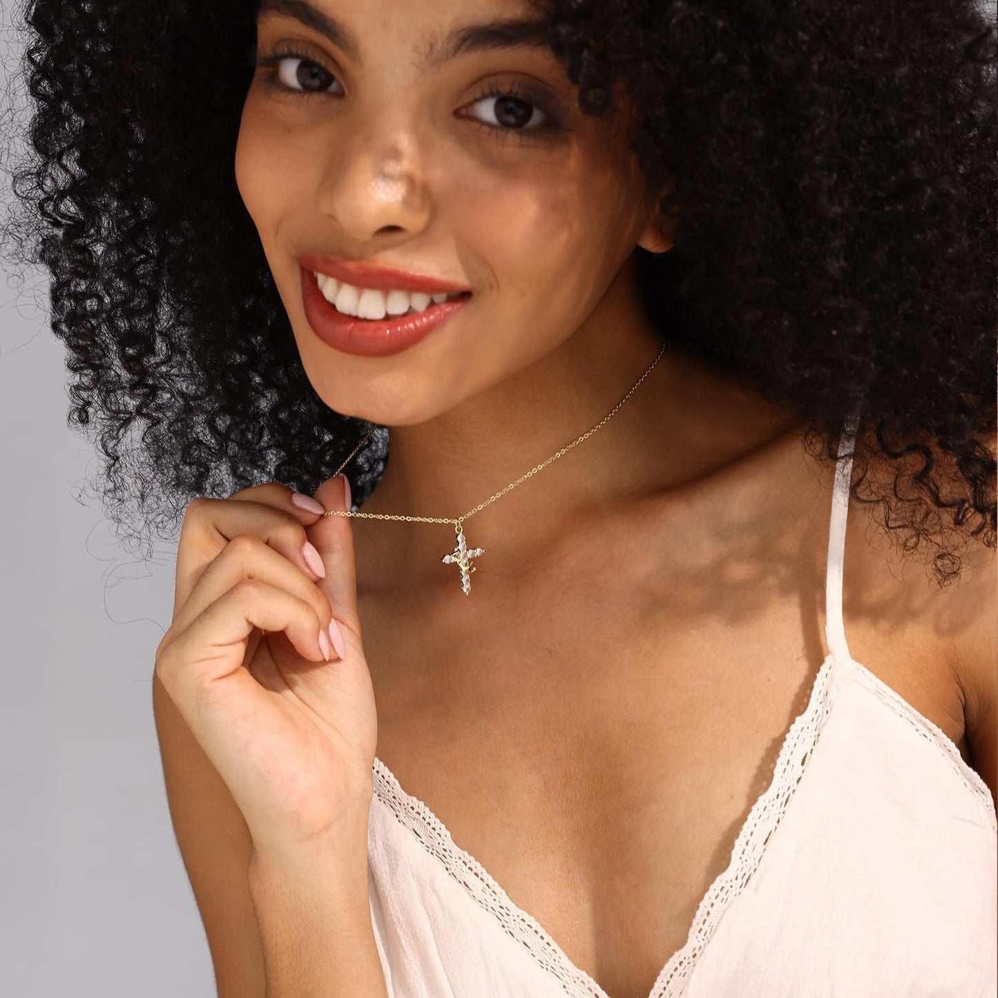 Simple Crown and Cross Pendant Collar Necklace