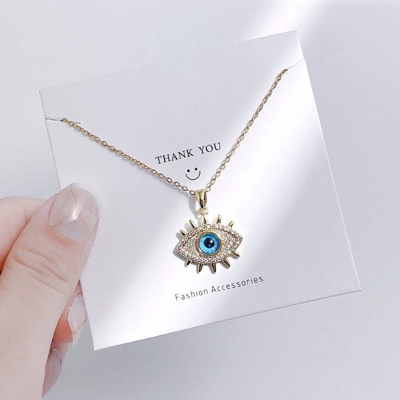 Titanium steel does not lose color devil's eye necklace female original temperament net red collarbone chain senior sense of personality versatile necklace
