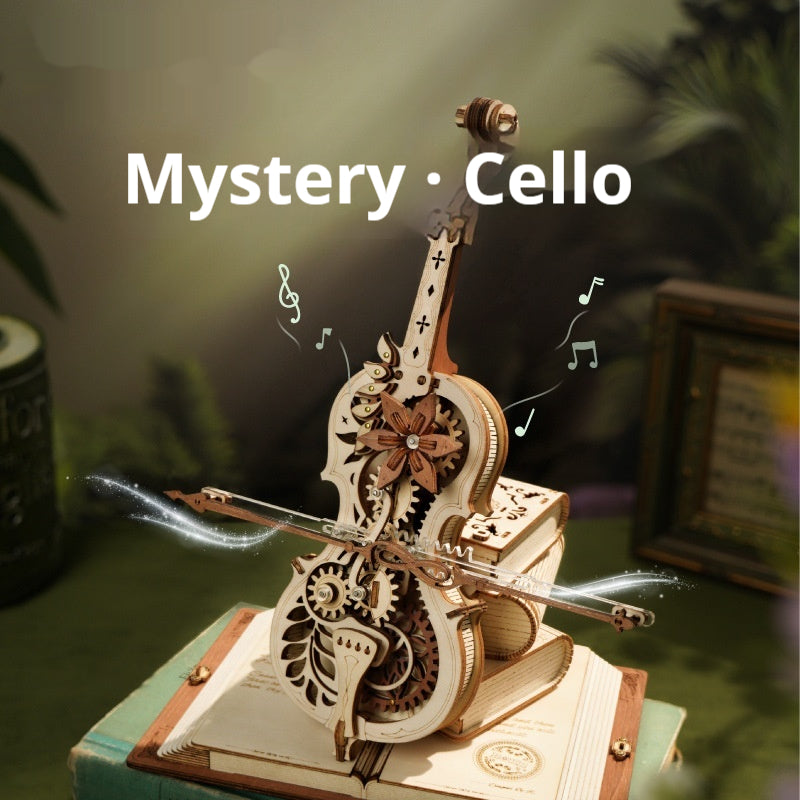 Cello decompression music box octave box diy handmade three-dimensional building blocks puzzle 3D children's toys holiday gift