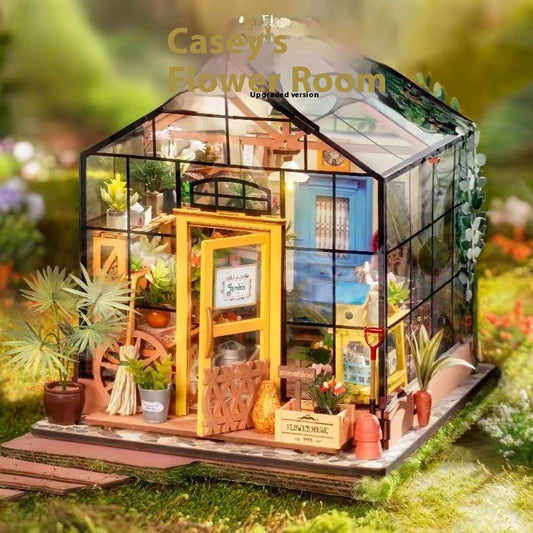 Casey's Flower Room DIY Cottage House Puzzle, Model House Miniature Scene Assembly Toy Gift