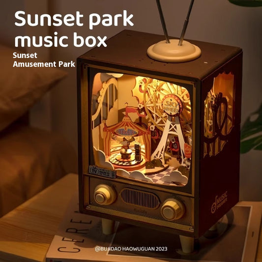 Sunset amusement park music octave rotating ferris wheel diy handmade birthday holiday gift children's toys