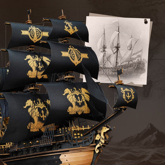 Seahorse sailing ship puzzle wooden puzzle model children's toys three-dimensional puzzle smooth sailing creative ornaments holiday gift