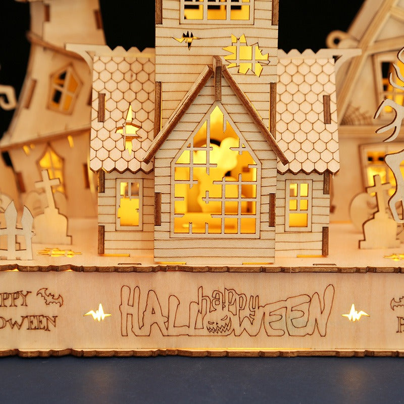 DIY halloween house wooden 3d puzzle puzzle puzzle puzzle toys creative crafts ornaments holiday gift
