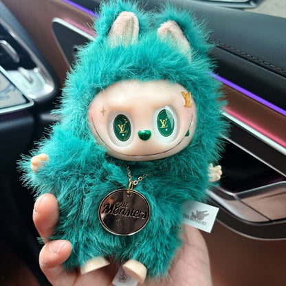 LV Limited Edition Customized Labubu Little Leader Green Keychain Vinyl Plush Doll by Pop Mart