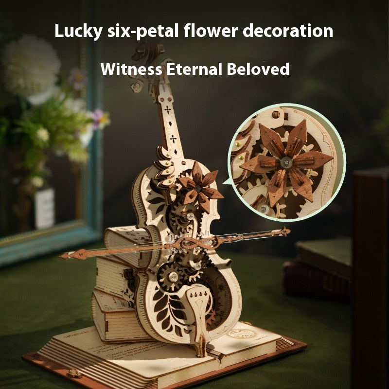 Cello decompression music box octave box diy handmade three-dimensional building blocks puzzle 3D children's toys holiday gift