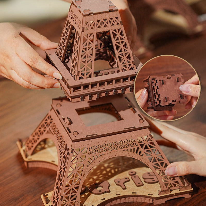 Eiffel Tower wooden 3d puzzle diy building blocks children's toys assembled model building house holiday gift