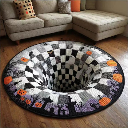 Halloween 3D Vision Rug: Ghost and Skeleton Rocking Chair Rug