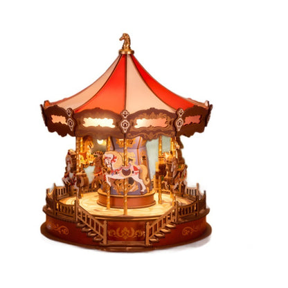 Carousel music box diy handmade decompression octave box children's fun assembled building blocks children's toys holiday gift