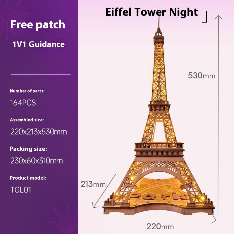 Eiffel Tower wooden 3d puzzle diy building blocks children's toys assembled model building house holiday gift