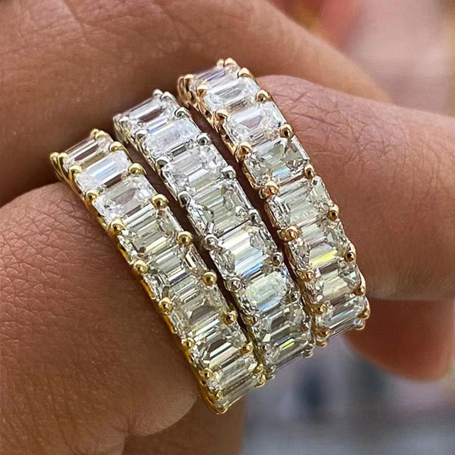 Full Diamond Zirconia Women's Proposal Engagement Ring