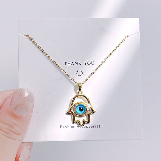 Titanium steel does not lose color devil's eye necklace female original temperament net red collarbone chain senior sense of personality versatile necklace