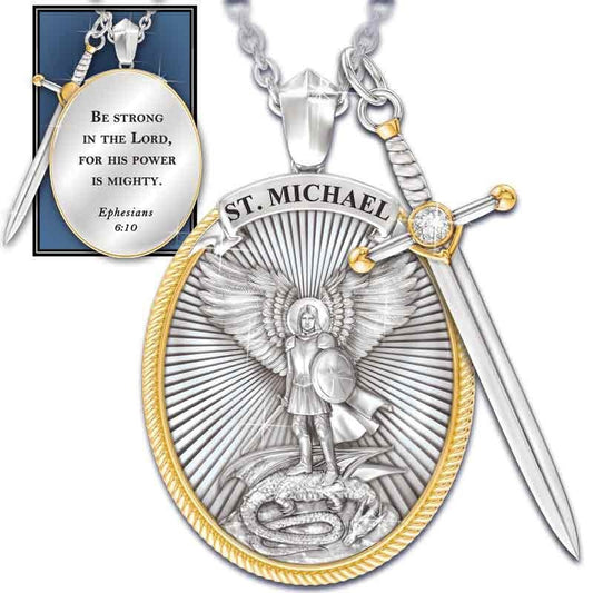 Fashion Vintage Oval Shield Knight Shield Sword Men's Alloy Necklace Pendant