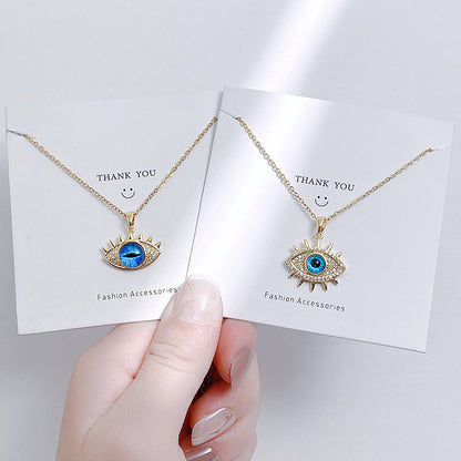 Titanium steel does not lose color devil's eye necklace female original temperament net red collarbone chain senior sense of personality versatile necklace