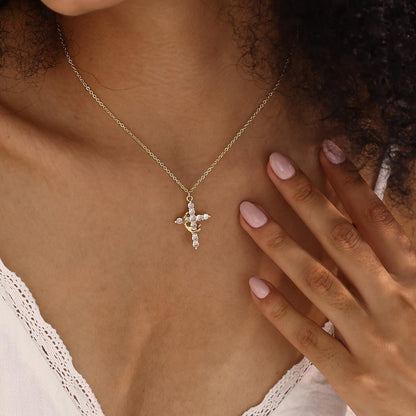 Simple Crown and Cross Pendant Collar Necklace