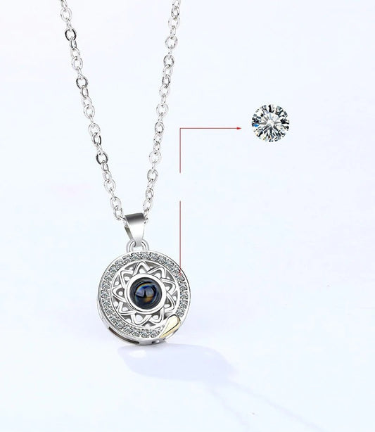 Love sun and moon couple projection necklace men and women pair pendant magnet ins niche design collarbone necklace