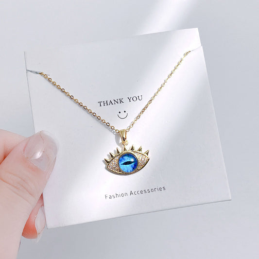 Titanium steel does not lose color devil's eye necklace female original temperament net red collarbone chain senior sense of personality versatile necklace