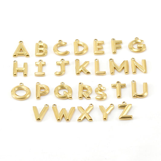 Titanium steel OT clasp alphabet necklace female European and American 18K stainless steel three-dimensional letter pendant