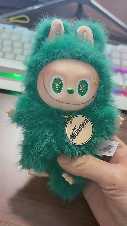 LV Limited Edition Customized Labubu Little Leader Green Keychain Vinyl Plush Doll by Pop Mart