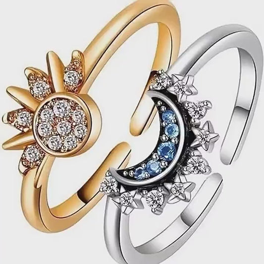 Sun and Moon Stacking Rings Sun and Moon Couple Open End Rings